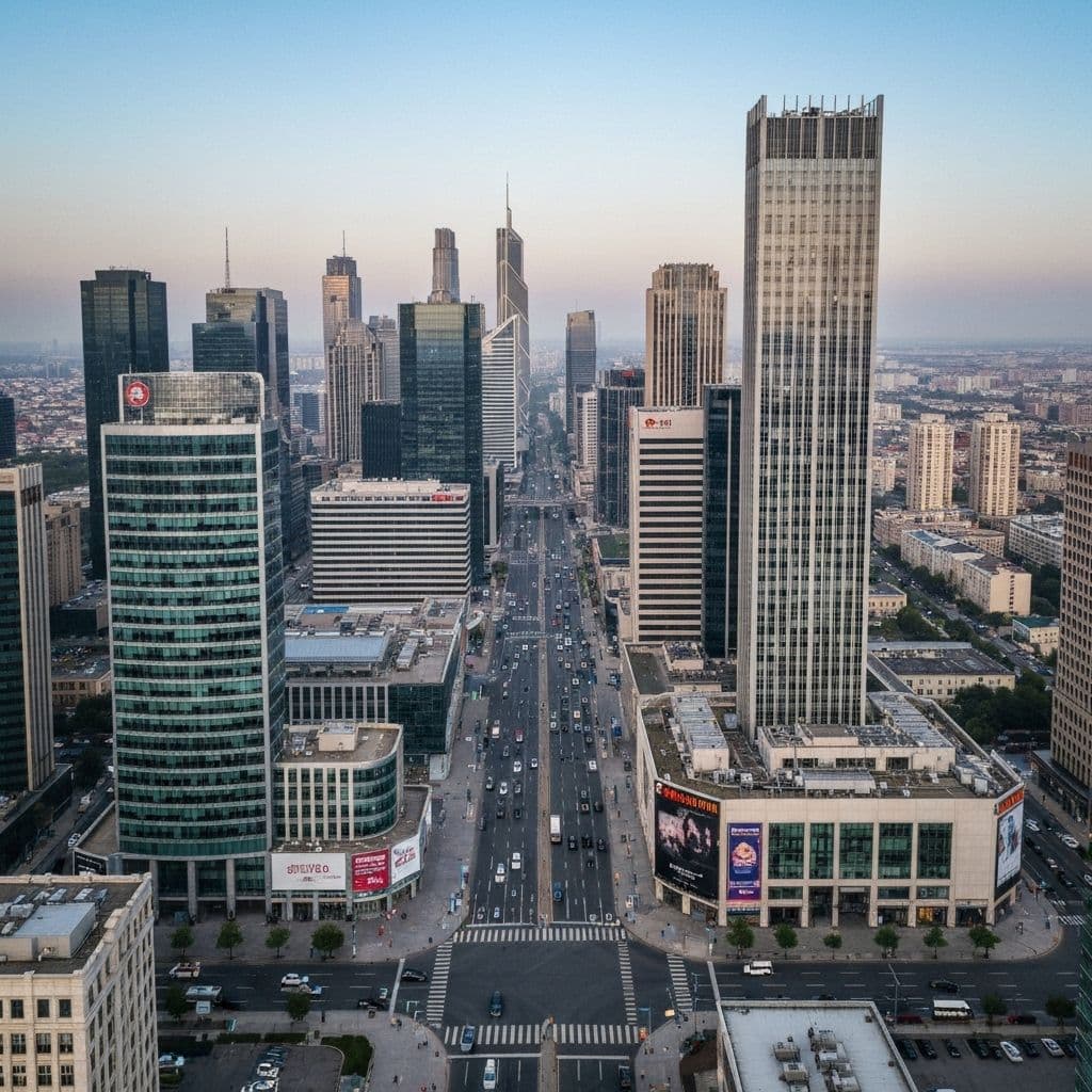 Aerial view of business district